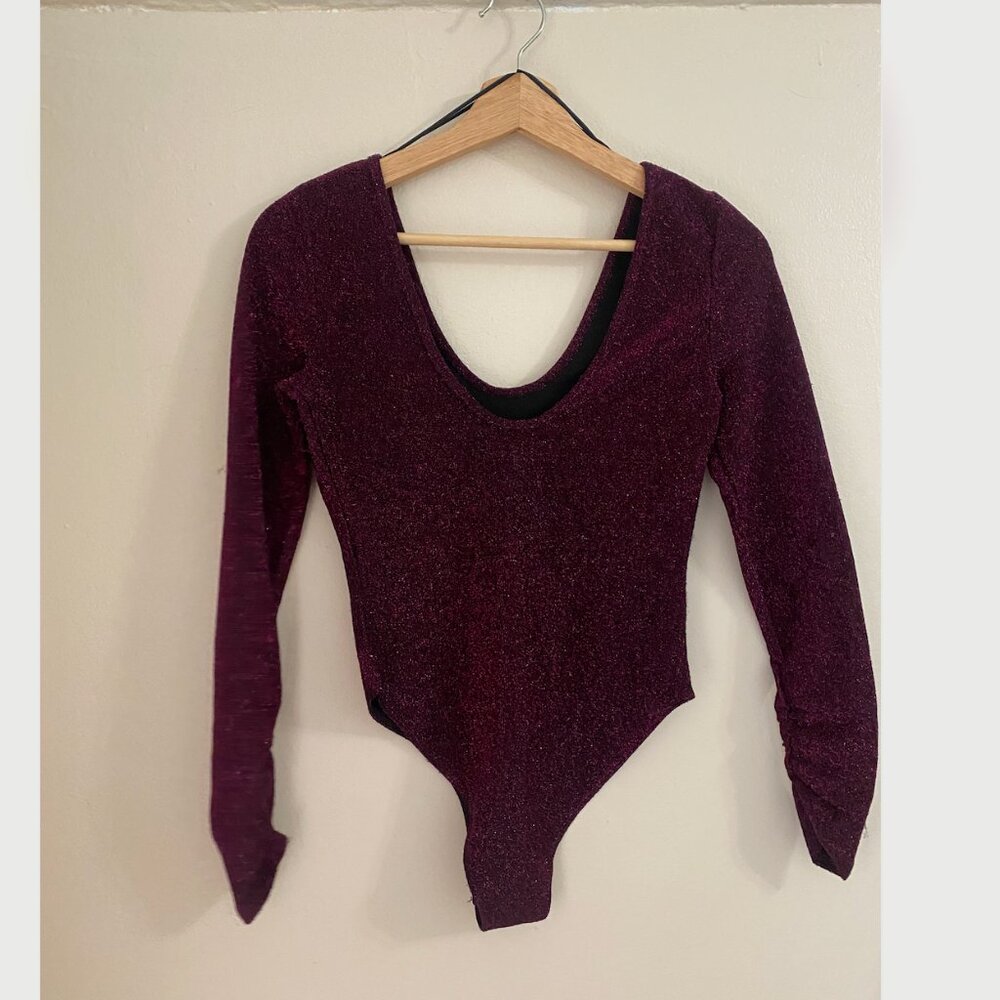Zara glittery shimmery purple bodysuit Size small